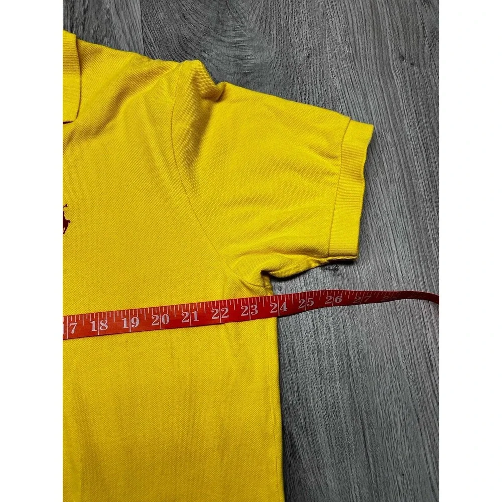 Vintage Ralph Lauren Polo Shirt Preppy Collared Pique‎ Knit Pastel Yellow Size L